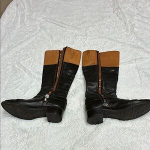 Black and Tan Knee-High Boots